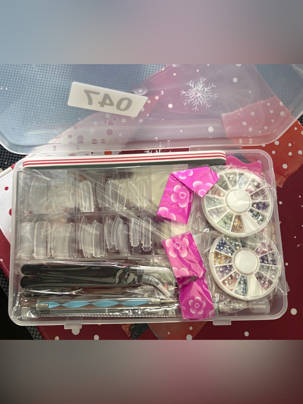 Nail Art Accessory Kit with Pink Accent